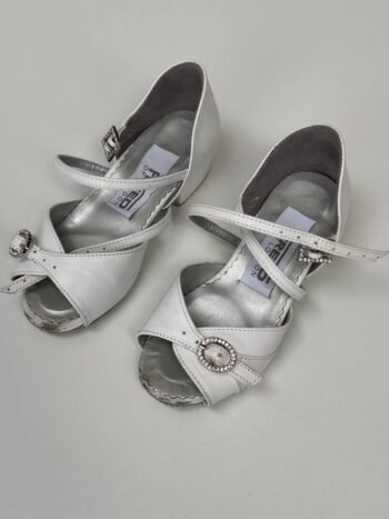 FREED OF LONDON “LYLA” WHITE BALLROOM SHOES – UK 9 / EU 27